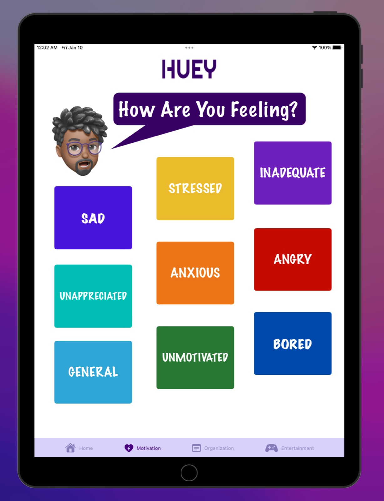 Motivation mood check-in: choose how you are feeling