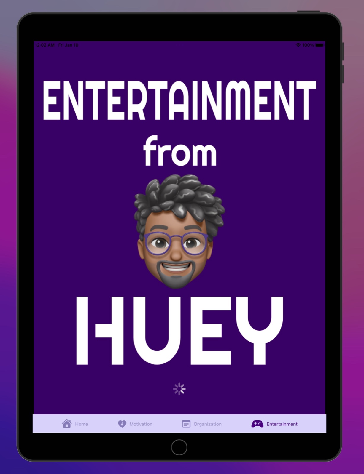 Huey: Entertainment section title card