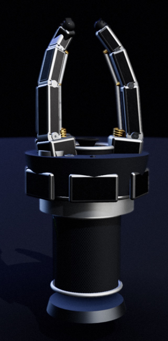 CAD screenshot of the underactuated linkage-driven gripper