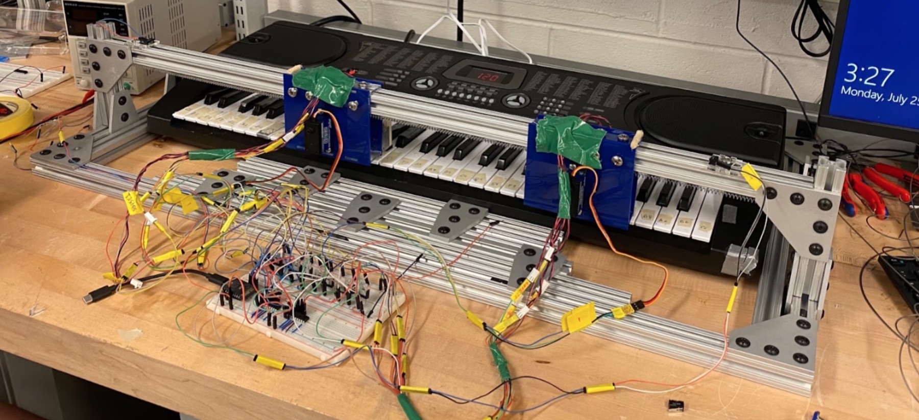 Full assembly over the keyboard