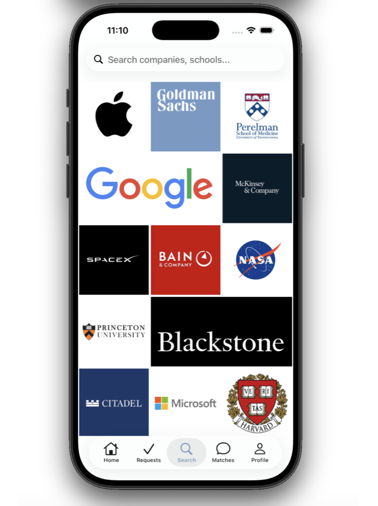 Thesio search with organization and school tiles