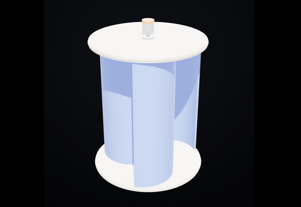 CAD render of the three-blade Darrieus vertical axis wind turbine